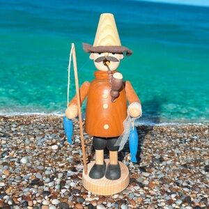 Smoking Figure Christmas Ore Mountains Seiffen Smoker Fisherman